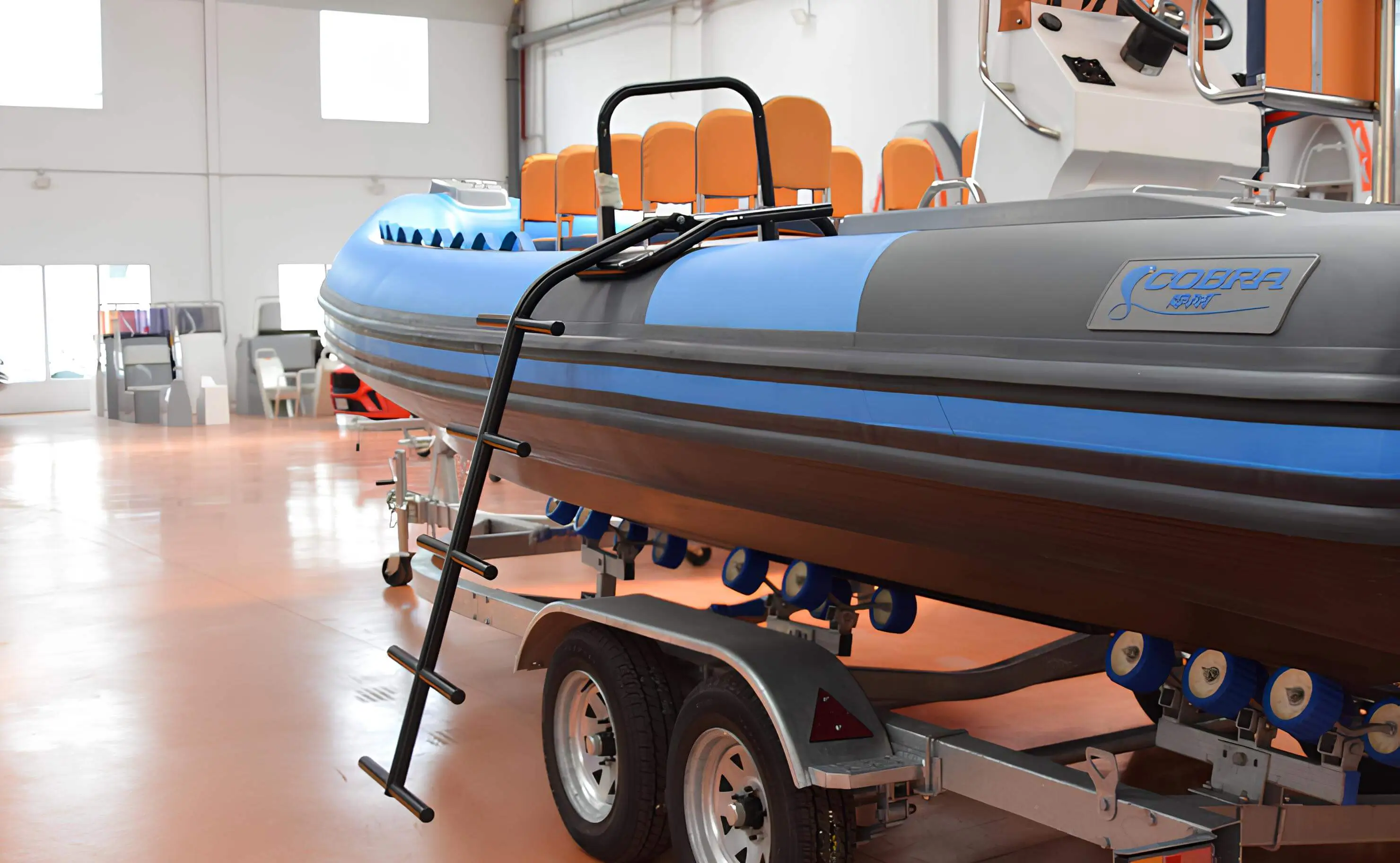 Semirrígida con escalera de buceo