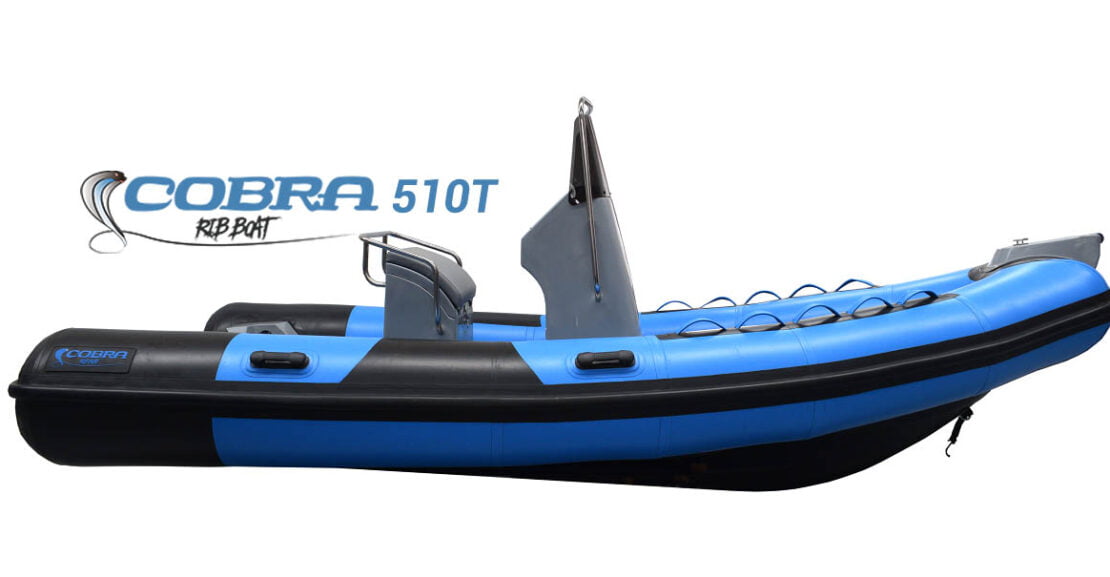 Lancha semirrígida Cobra 510T de 5 metros con flotador de Neopreno Hypalon y casco en V profunda para ocio y pesca.