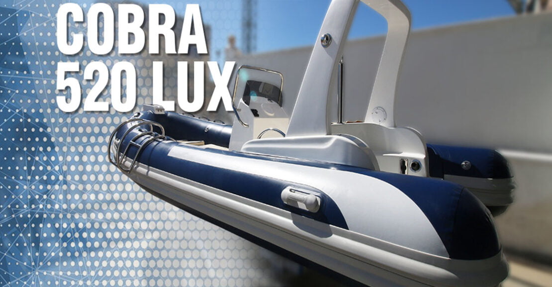 Embarcación semirrígida Cobra 520 Lux con solárium de proa, casco en V profunda y flotadores de Neopreno Hypalon.