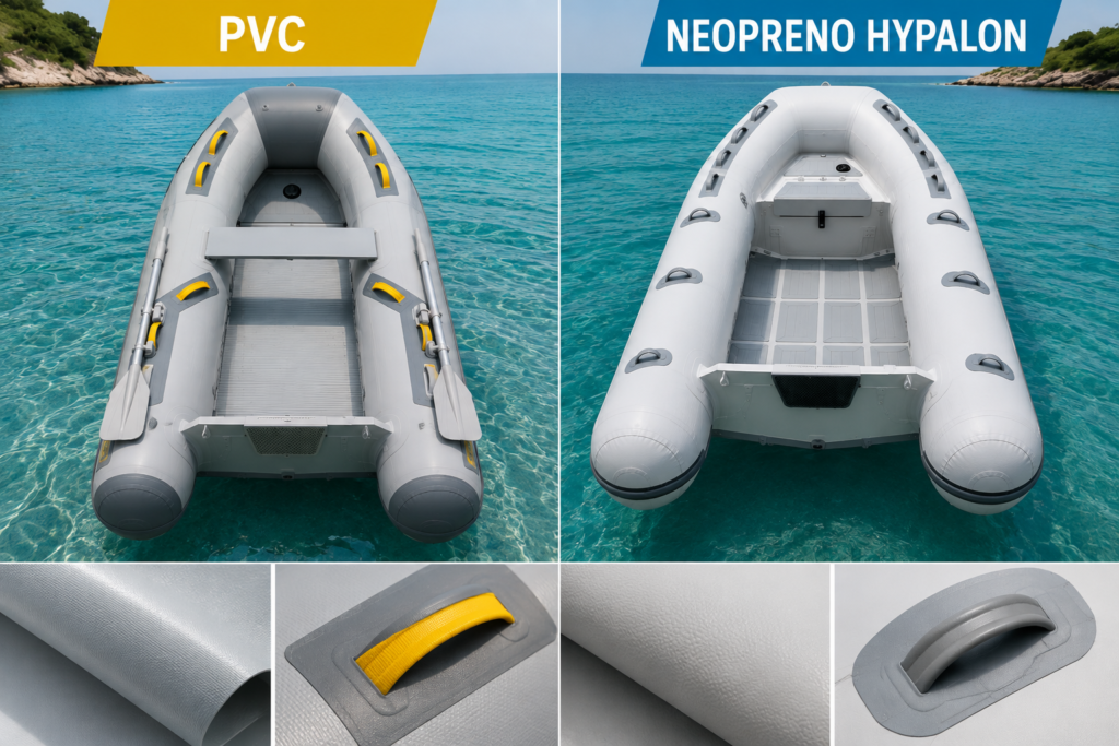 Cómo diferenciar PVC y Neopreno en embarcaciones neumáticas o semirrígidas.