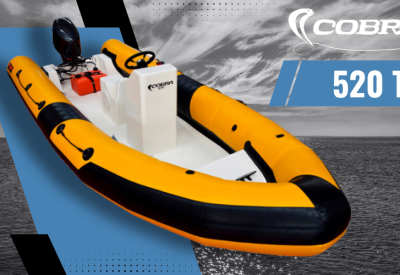 Lancha semirrígida Cobra 520T de Neopreno Hypalon con casco en V profunda para pesca y recreo.