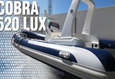 Embarcación semirrígida Cobra 520 Lux con solárium de proa, casco en V profunda y flotadores de Neopreno Hypalon.