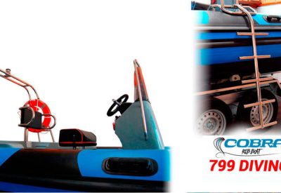 Semirrígida de 8 metros Cobra 799 Diving con flotadores de Neopreno Hypalon para buceo profesional.